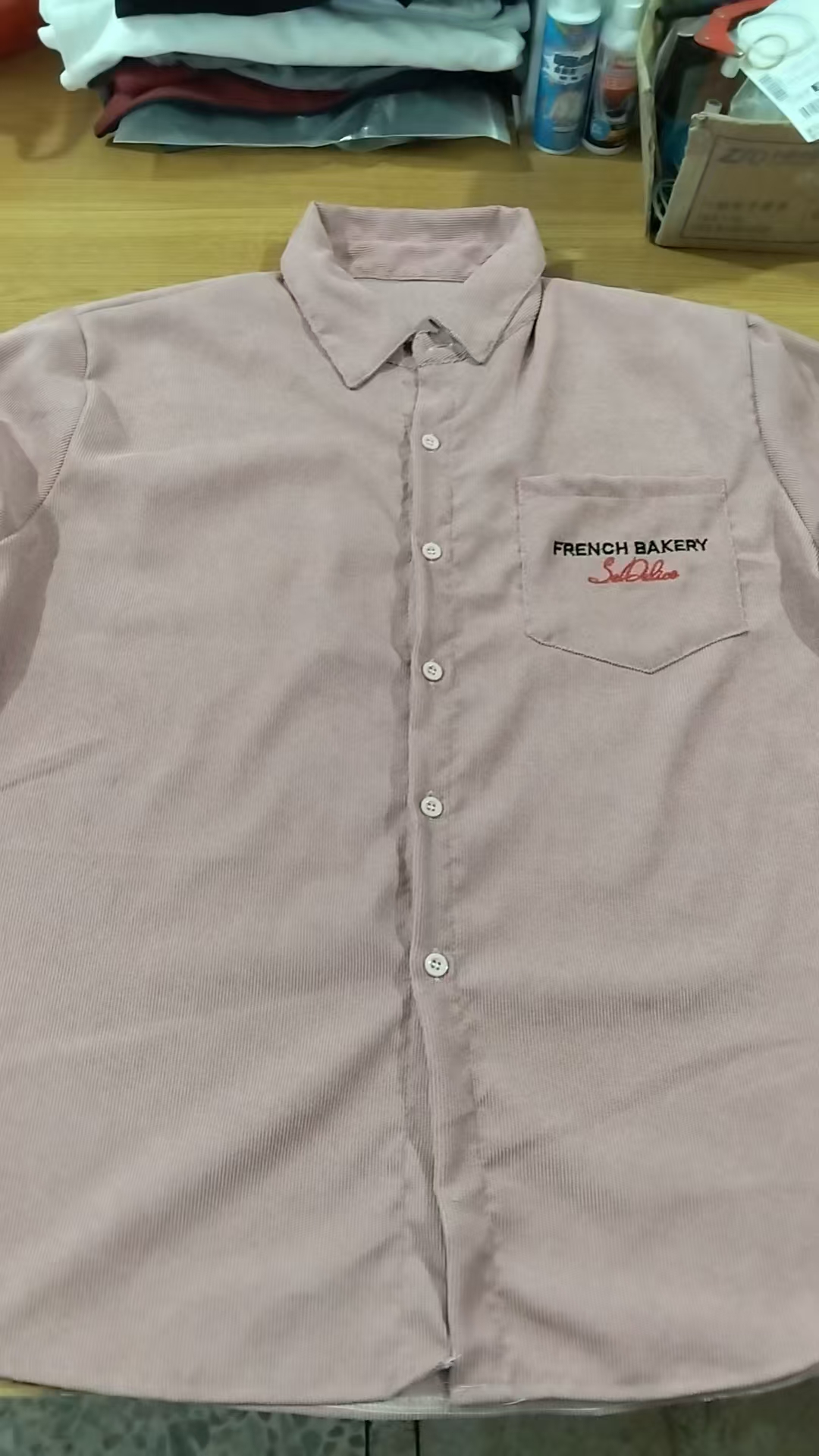 French bakery embroidered work shirt front