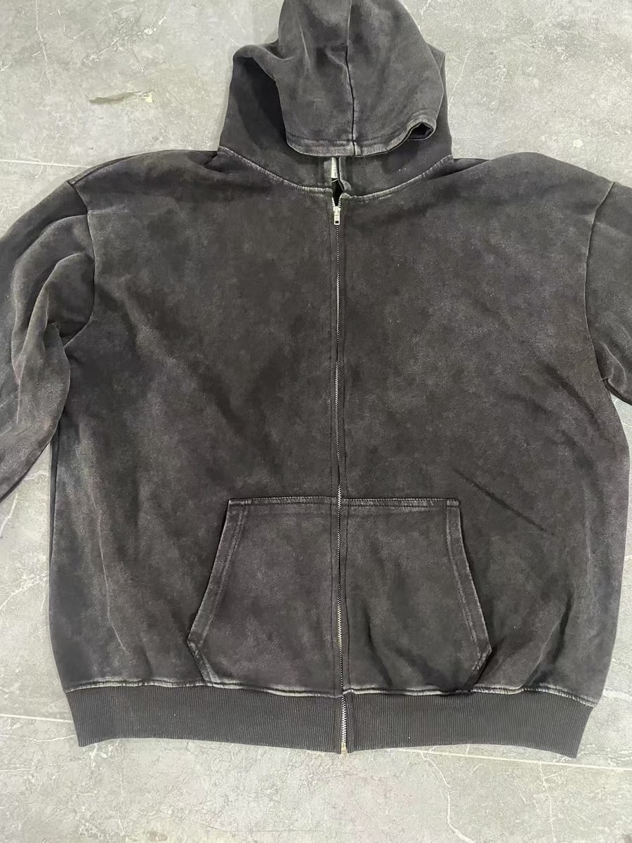 Original factory photo of washed pullover hoodie