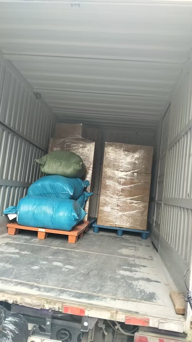 Delivery vehicle loaded with packed apparel