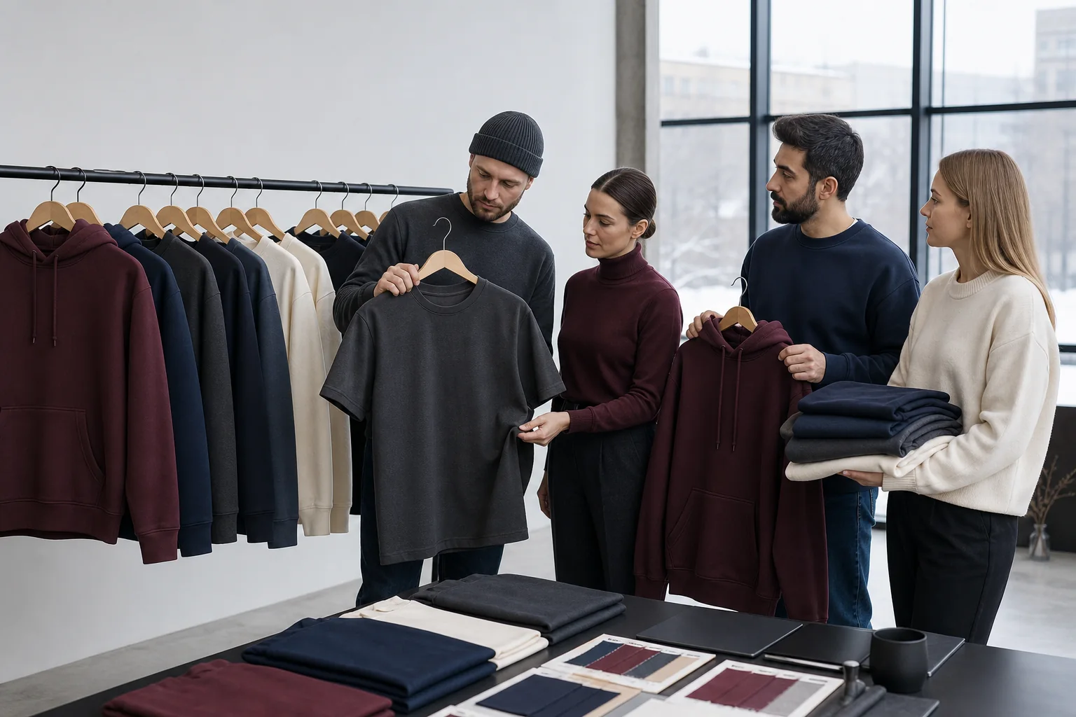 Custom T-Shirt Factory for Moscow Buyers buyers reviewing locally relevant T-shirt fits and colors