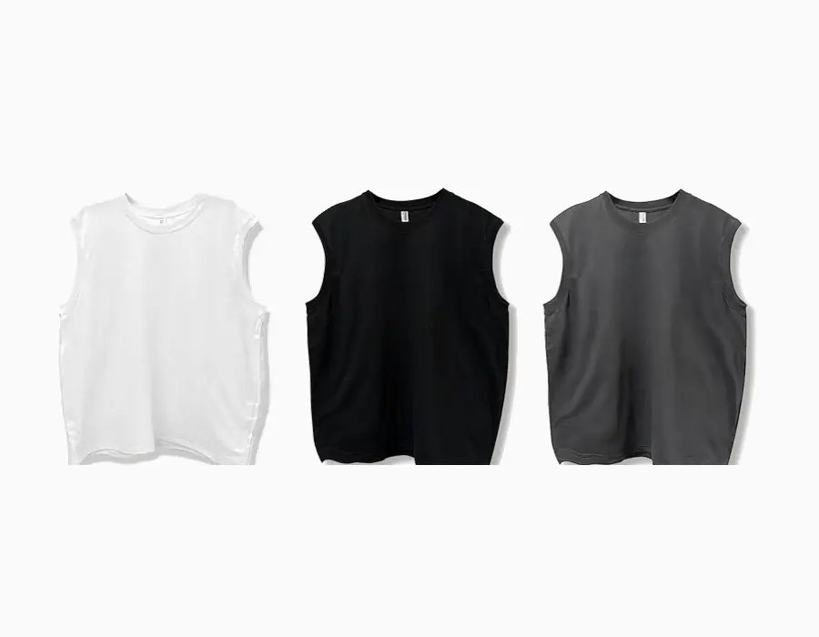 210gsm sin mangas hombro caído camiseta