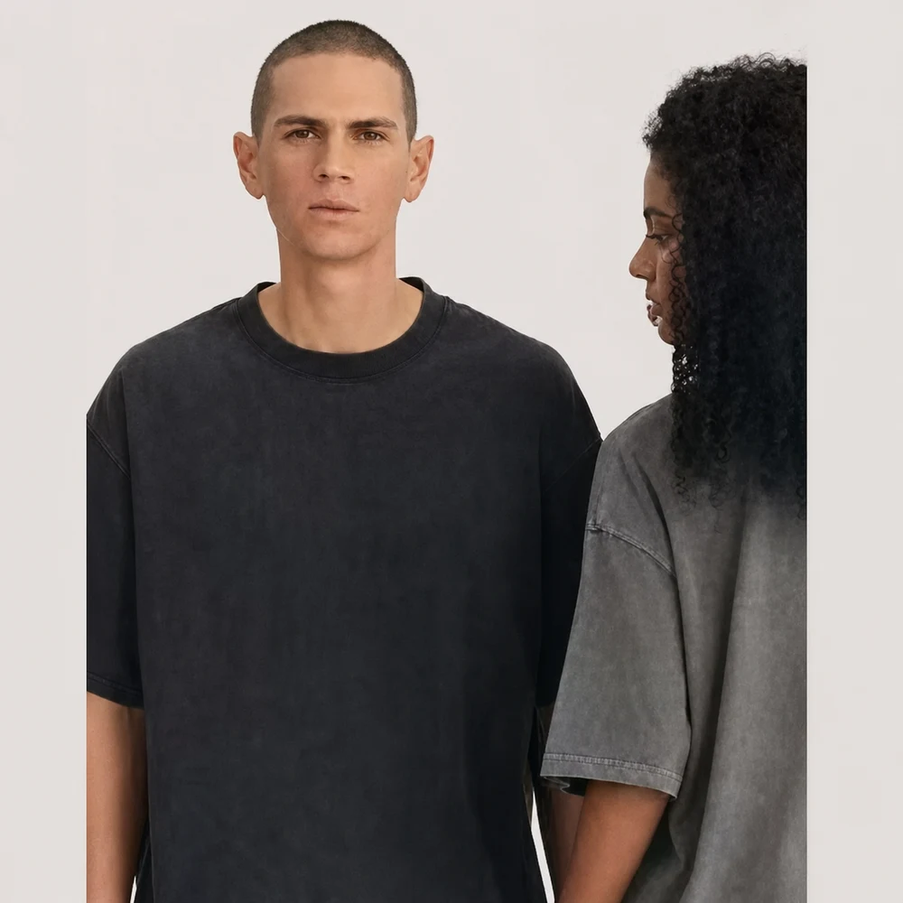 280gsm salt-washed gruesa camiseta