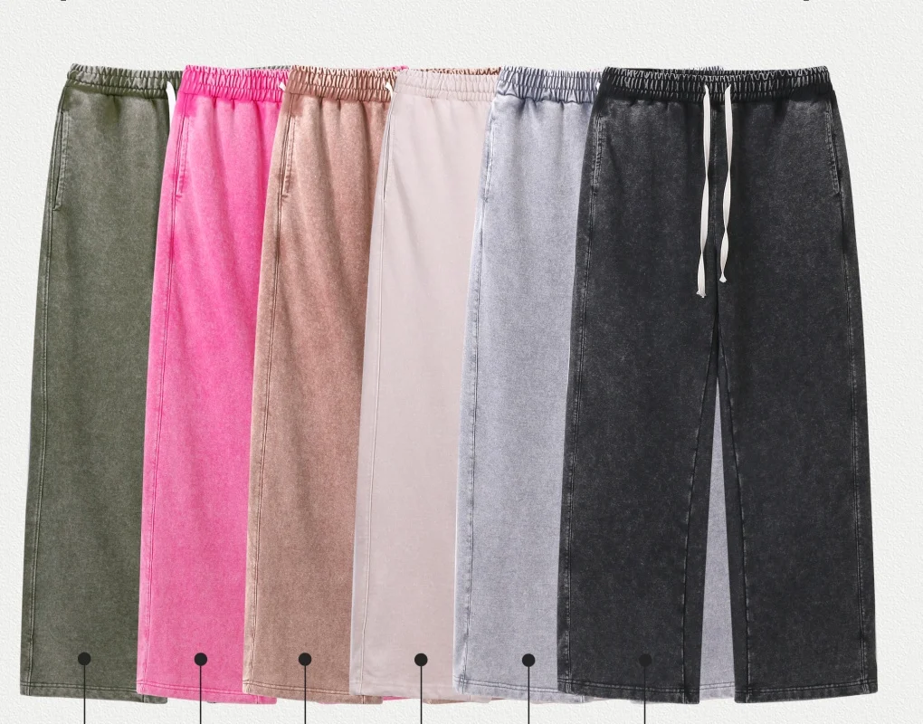 400gsm gruesa washed straight-leg sweatpants