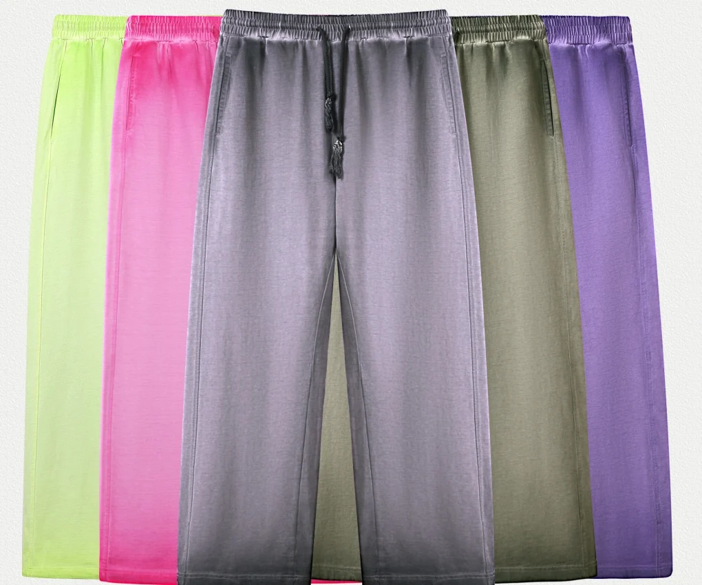 300gsm washed drawcord-hem pants