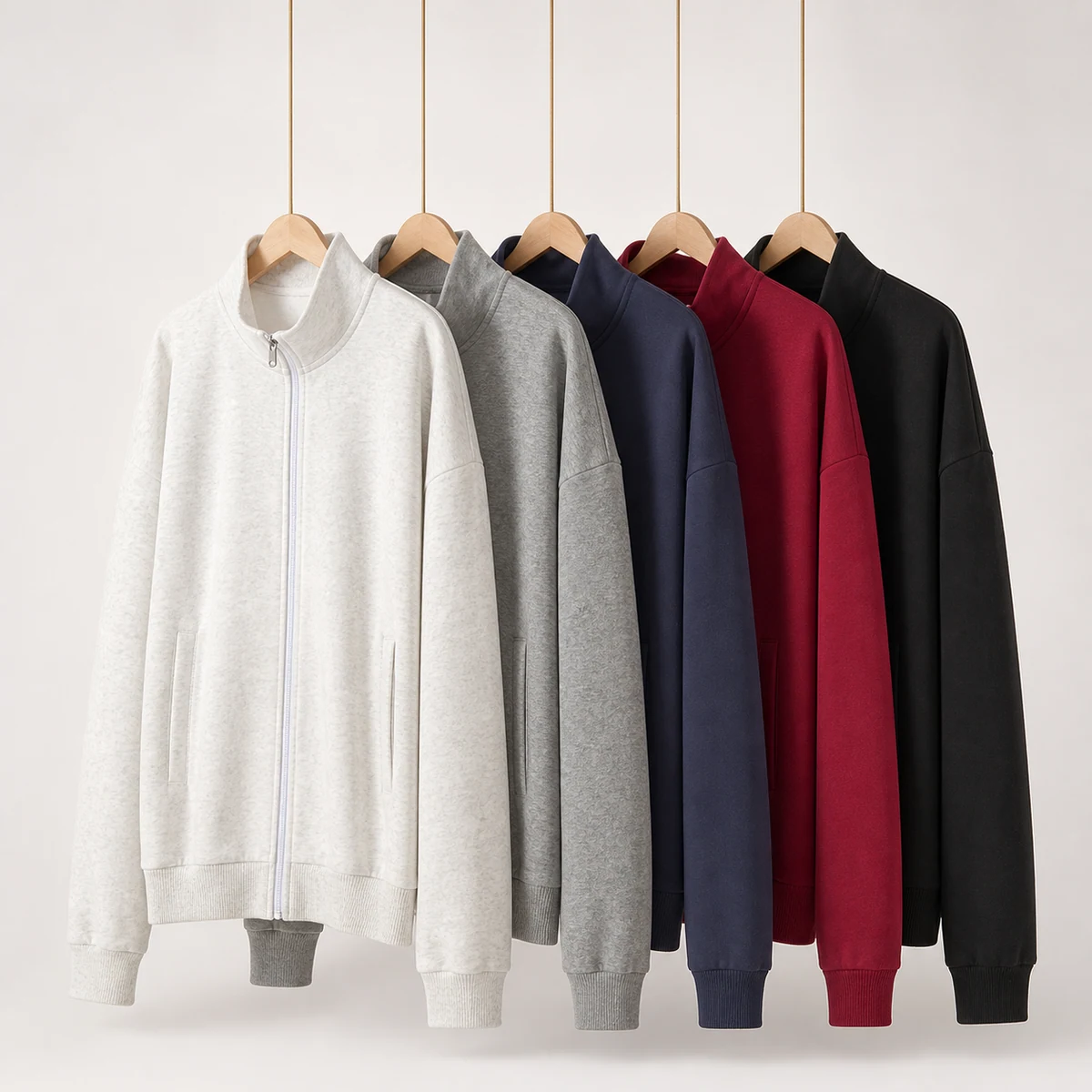 Baumwolle stand-collar full-zip sweatshirt jacket