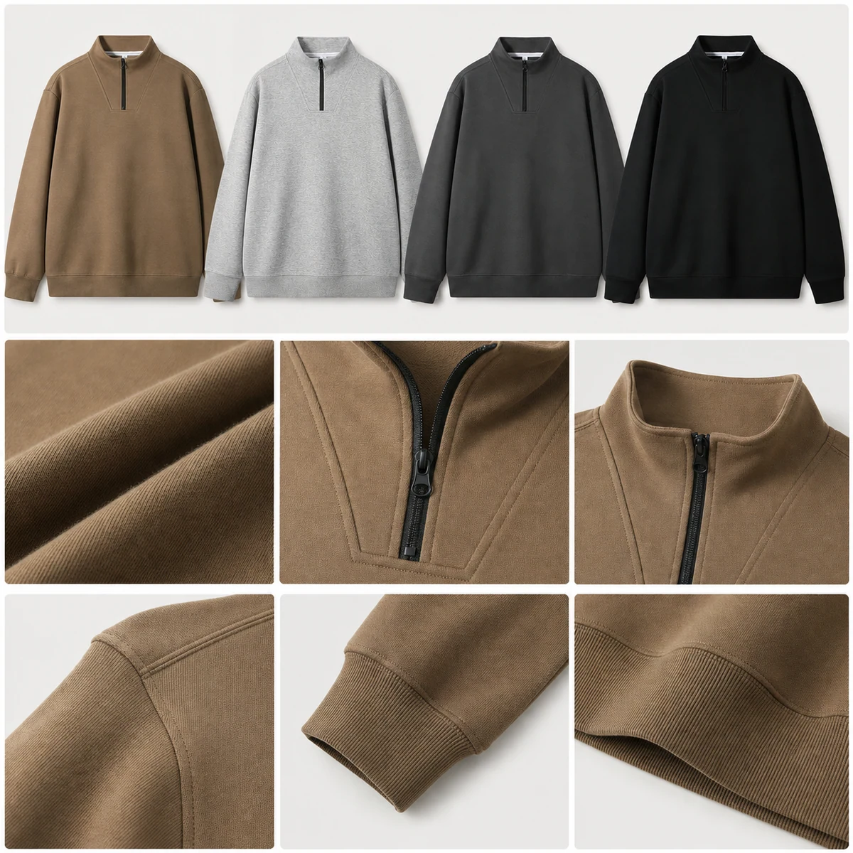 Cotton relaxed half-zip sweatshirt colors and construction
